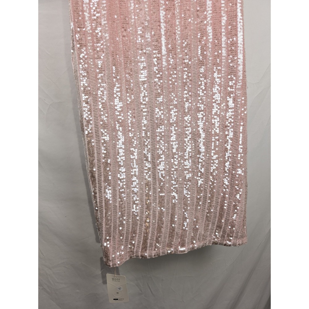 Sequin Coquette Off Shoulder Bow Midi Dress Size L Pink Romantic Cocktail Event - Picture 4 of 11